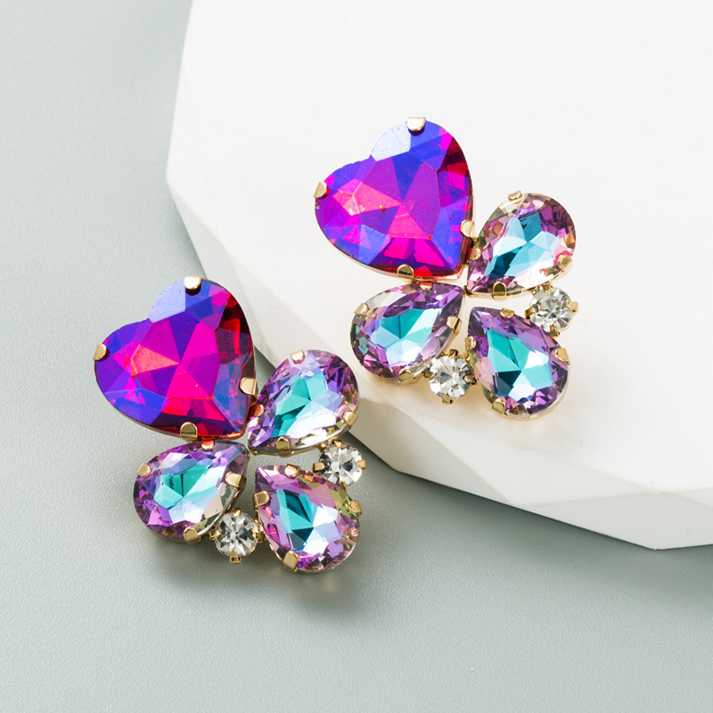 1 Pair Quantity Ins Style Geometric Alloy Gold Plated Rhinestones Women's Earrings 1 Pair