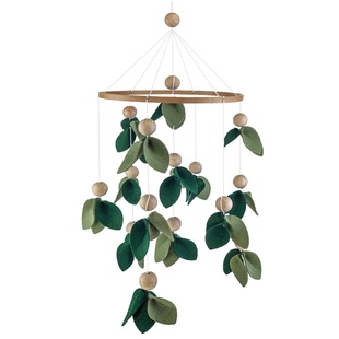 Cross-Border in Felt Cloth Leaf Beads Round Bamboo Wooden Circle Style Bed Bell New Style Baby Room Bed Hanging Decoration