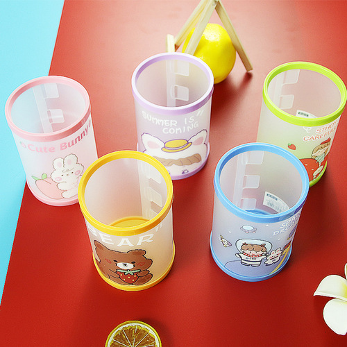 Creative Folding Pen Holder Multi-functional Desktop Office Storage Pen Holder Small Fresh High Beauty Stationery Student Round Pen Bucket 