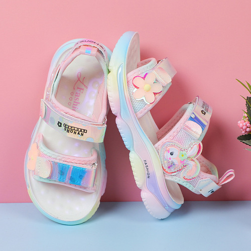 Girls Sandals  Summer New Children's Sports Fashion Princess Bunny Polyurethane Soft Sole Beach Shoes