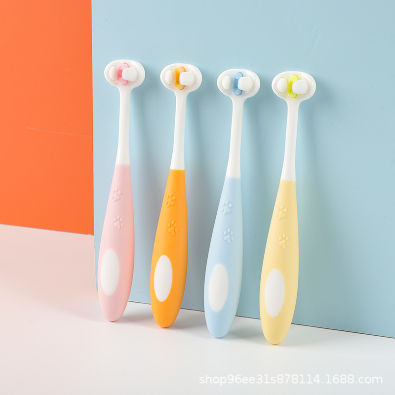 New 3-12 years old three-sided tooth protection 10,000 soft hair baby children's toothbrush foreign trade in stock wholesale logo