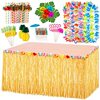 Kaifeng faction Hawaii Flus Su Table skirt paper straw back leaf leaf gugs hibiscus 10pcs flower ring combination set