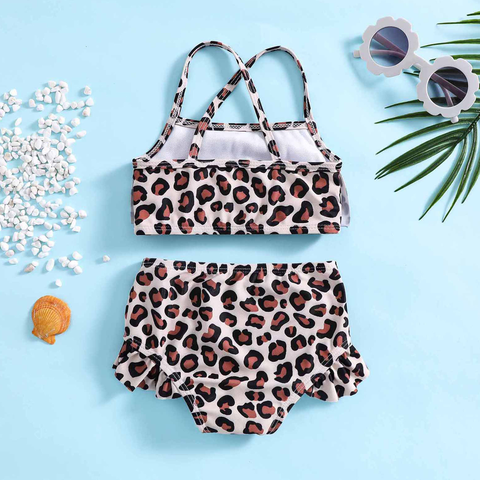 Girlu0027S Fashion Leopard Polyester Tankinis 2 Piece Set