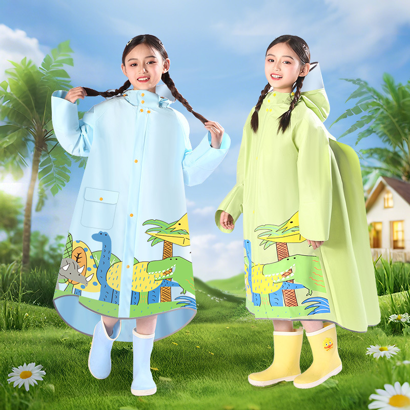 2025 New Kidsren's Raincoat for Primary School Students to Go to School, Girls and Boys Rainproof Rain Poncho with School Bag Zipper