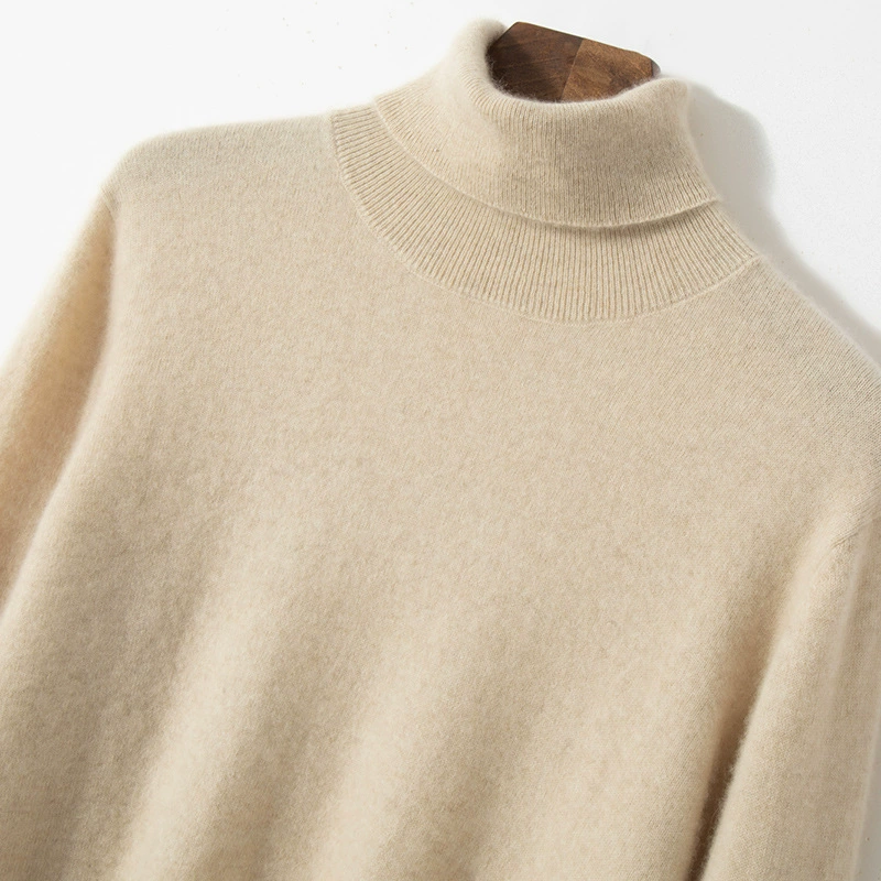 Осенне-Зимний новый кашемировый свитер с высоким лацканом, мужская деловая Молодежная Водолазка, шерстяная вязаная Базовая рубашка, модная