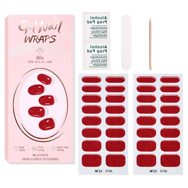 Zhengxiang Gel Nail Sticker Solid Color Onion Powder Sequins Waterproof 32 Finger Japanese and Korean Light Hardening Half-baked Nail Sticker suit Zhengxiang Gel Nail Sticker Solid Color Onion Powder Sequins Waterproof 32 Finger Japanese and Korean Light Hardening Half-baked Nail Sticker suit