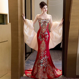 Luxurious Tailored Wedding Dress 2025 New Chinese Style Bridal Gown for Toasting Ceremony High-End Light Luxury Wedding Outfit for Women