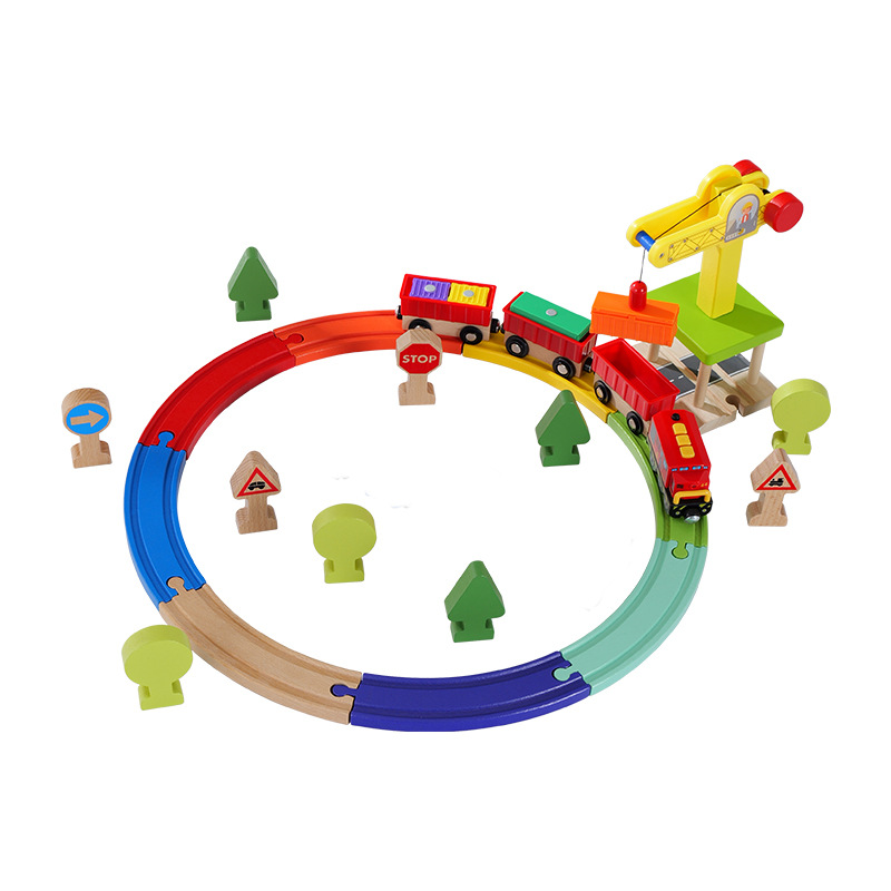 Children's electric train with light music railed