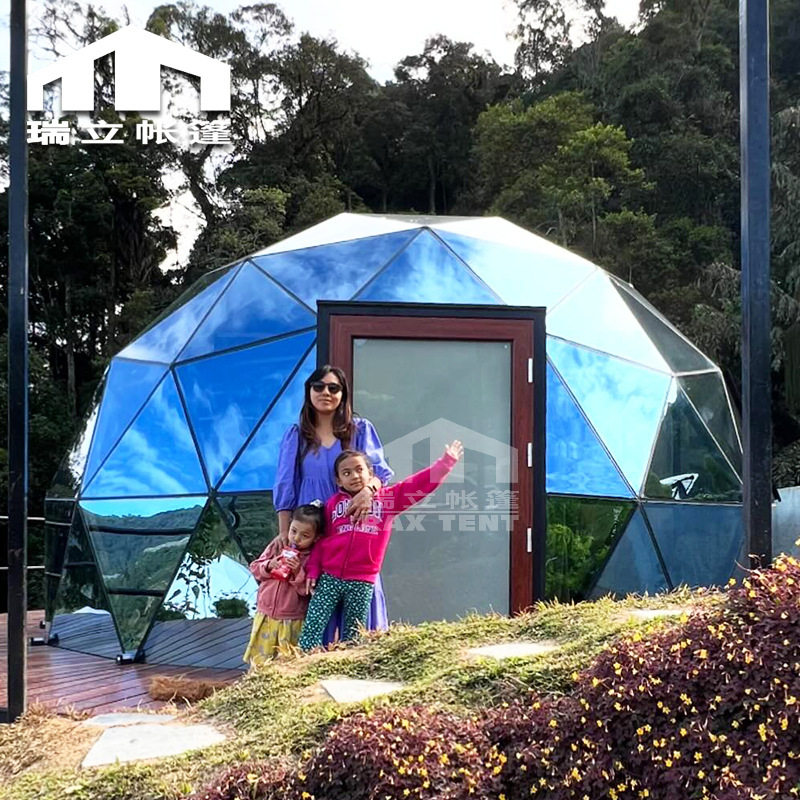 透明蓝色玻璃星空房防晒6米7米亲子户外露营酒店球形帐篷网红民宿