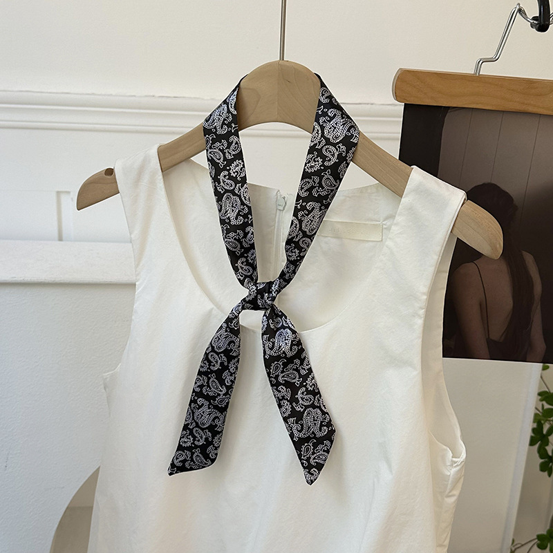 Pañuelo de seda, tira larga, sentido de alta gama, nuevo pañuelo de seda de imitación, pañuelo en la cabeza, cinturón para el cabello, bolso para el cabello atado, cinturón decorativo con serpentina