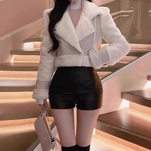 女皮短裤高腰显瘦PU皮包臀紧身超短性感热裤百搭打底靴裤2023新款