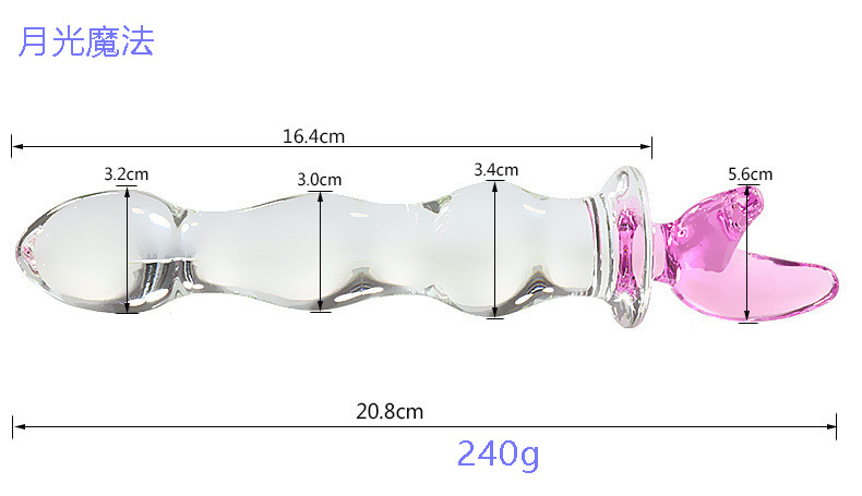 Crystal Glass Dildo Wand, Transparent Heart-Key Design, Smooth Adult Massage Stick — detail image 7