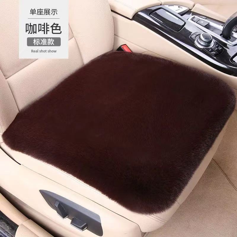 Five-piece set of winter-proof, faux rabbit fur car seat cushions, designed to keep you warm, with a non-shedding, universal fit for all car seats