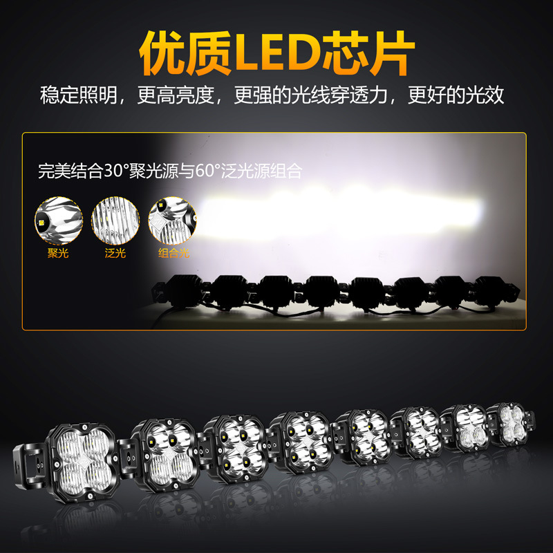 Car Roof Strip Light, Automotive Combo Spotlight, 24V/12V Compatible Single Row Tesla Welcome Light, High Beam Projector