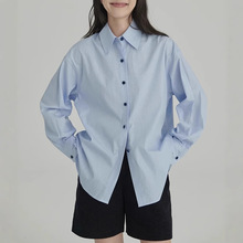 HAVERICE饭馆 盐系学姐 清新文艺宽松显瘦棉色织条纹衬衫