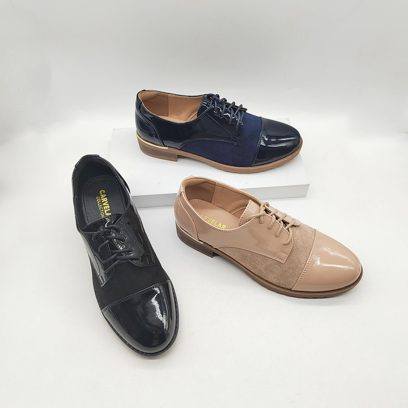 Carvelar brand foreign trade large size women's shoes 2024 selection material stitching new style women's shoes brogue wholesale