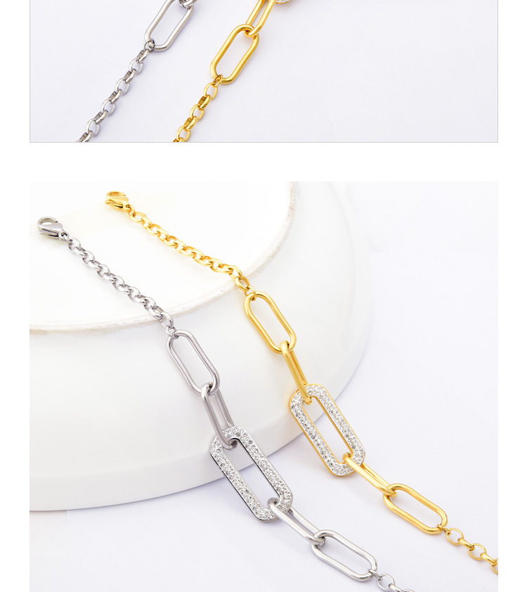 Fashion Geometric Titanium Steel Rhinestone Bracelets display picture 5