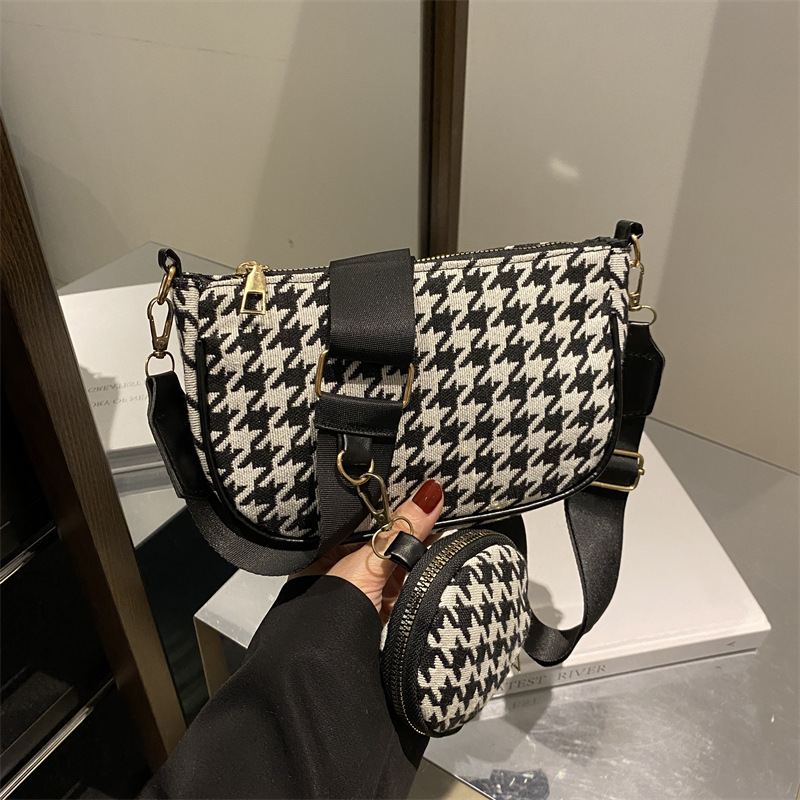 2024 un hombro nuevo mil pájaros bolso de madres, estilo coreano ancho cinturón de hombro, sensación extranjera, bolso de brazo fresco