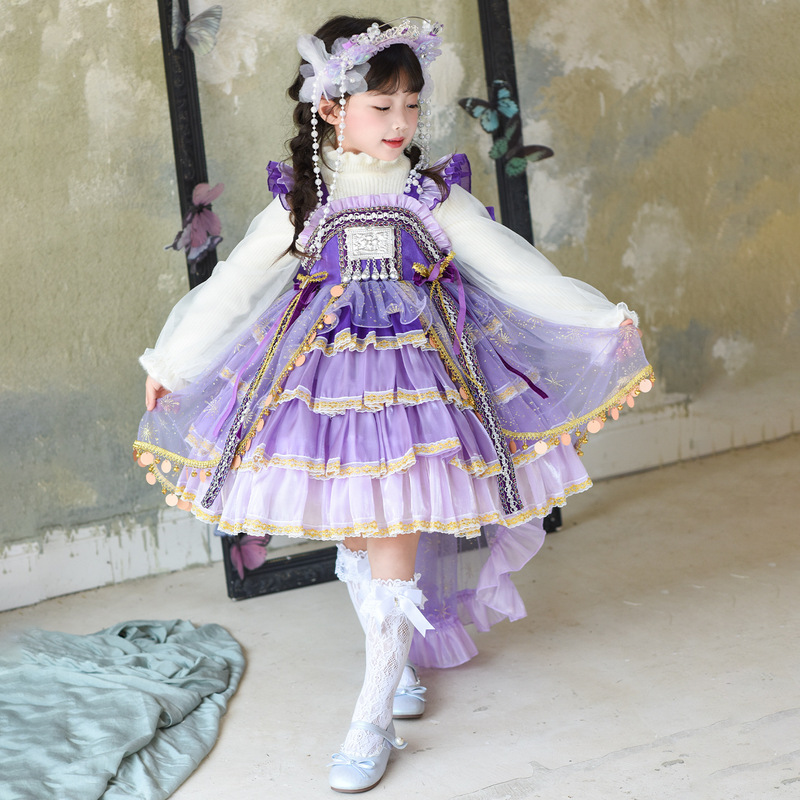 女童洛丽塔2025秋季新款公主裙儿童生日礼服连衣裙民族风蓬蓬裙子|undefined