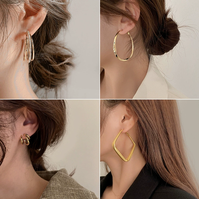 Earrings Silver 925 — Demi-season European Style, Simple Elegant Bright Design, Gold & Silver Options