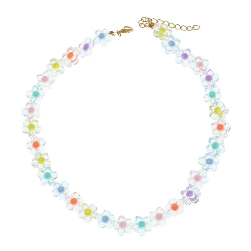 Fashion Colored Flower Bead Elastic Rope Bracelet Earrings Set Wholesale Nihaojewelry display picture 5