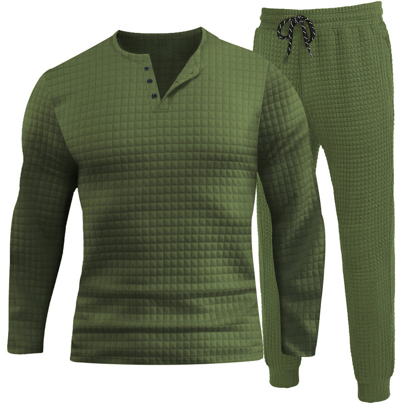 Herren Henley Shirt Und Jogger Hose Set Für Herbst Und Winter_voghion.com