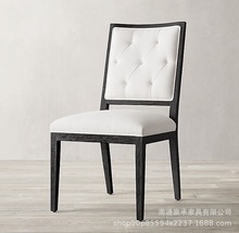 外贸美式现代简约实木RH餐椅法式乡村复古设计橡木布艺办公椅书椅