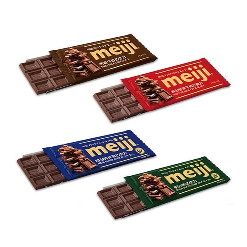 Крупная шоколадная плитка Meiji Meiji Big Block 65 г черный молочный четырёхвкусовый (Black Milk Four Four) закуски для офиса отдыха полная коробка оптом