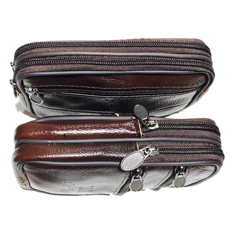 Men's Large First Layer Cowhide Mobile Phone Waist Bag Men's Thickened Leather Belt Mobile Phone Bag Waist Bag Factory Outlet