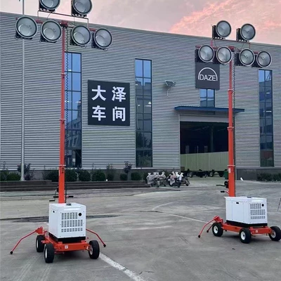 Outdoor Construction Emergency Lighting 5Kw6Kw Diesel Generator Mobile Light Truck Remote Control/Hand-Cranked Lifting Light Pole