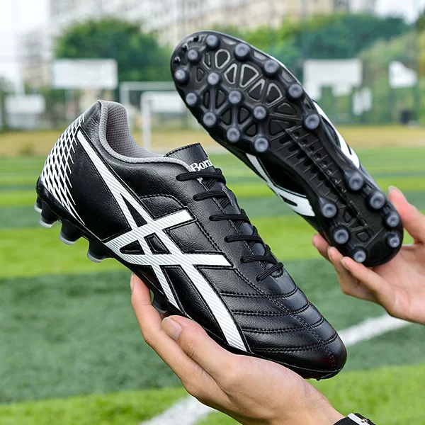Cross-Border New Football Shoes Low-Top Broken Nails Artificial Turf Long Nail Leather Foot Men's and Women's Competition Student Training Football Shoes