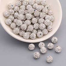 满钻陶泥钻球香巴拉直孔串珠手机链饰品配件散珠项链DIY隔珠10mm