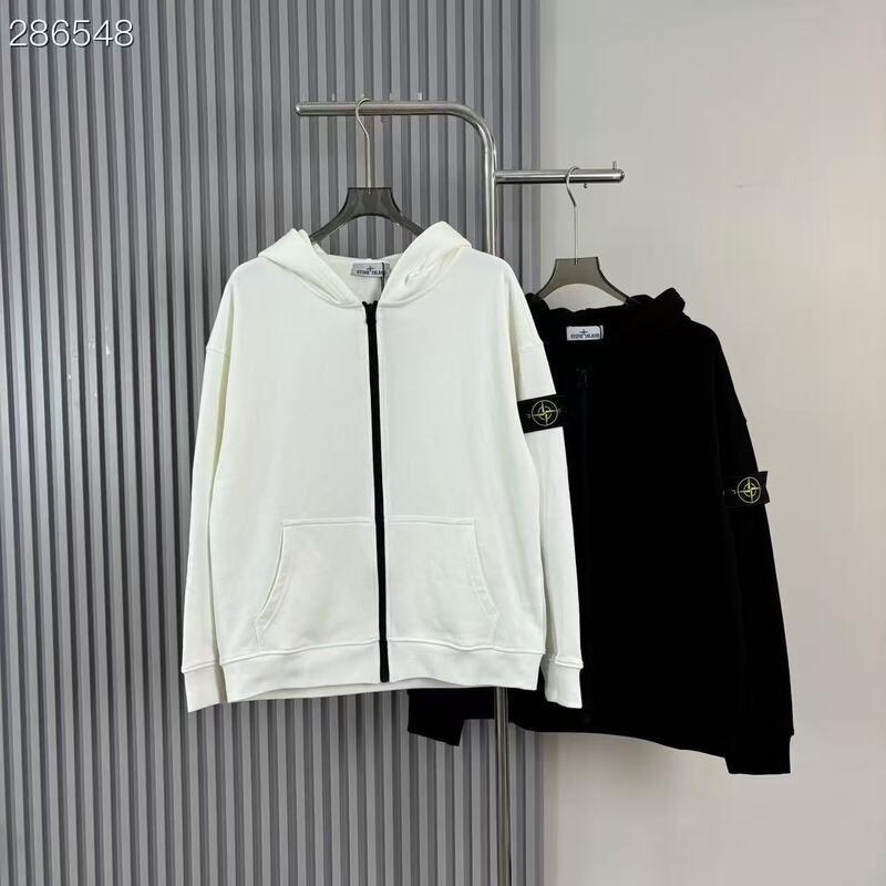 Cross-border Stone Island classic hooded sweatshirt cardigan zipper jacket for men and women