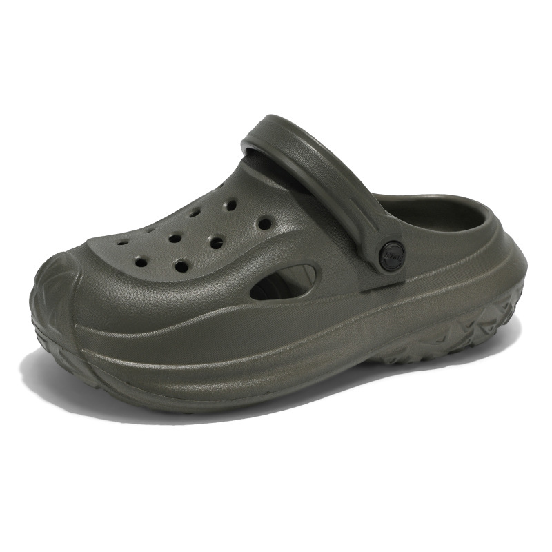 Zapatos con agujeros de suela gruesa para hombre, ropa exterior de verano 2025 nuevas sandalias de playa antideslizantes, zapatillas al aire libre para hombres