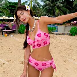 特价】泰国新款碎花毛巾面料性感分体泳衣女ins风沙滩度假bikini