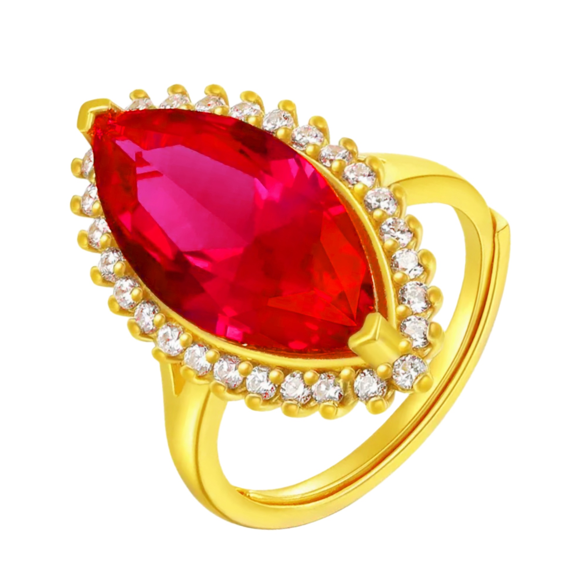 Marquise Cut Ruby Ring, Adjustable Designer Ring For Women_voghion.com