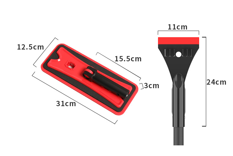 Extra-Large Detachable Rubber Scraper Car Snow Removal Shovel, Aluminum Alloy Retractable Non-Damaging Paint-Friendly Eva Sponge Snow Brush