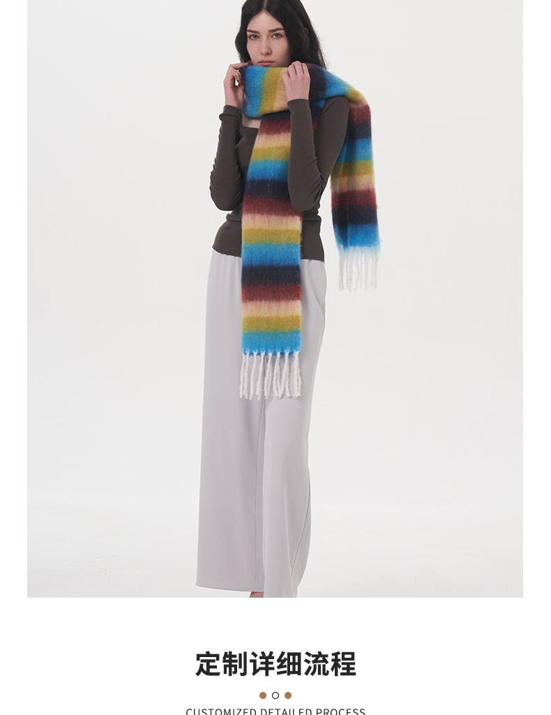 Sciarpa a righe con nappe da donna sciarpa invernale calda a quadri_voghion.com
