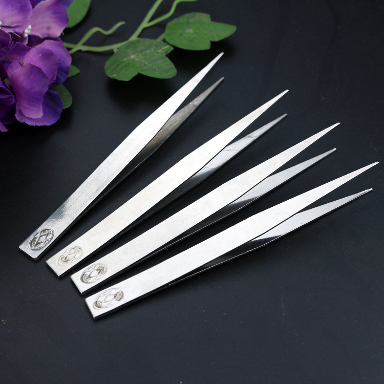 不锈钢夹子镊子美甲指钳五金夹子工业钳子直尖头 精密DIY贴钻工具