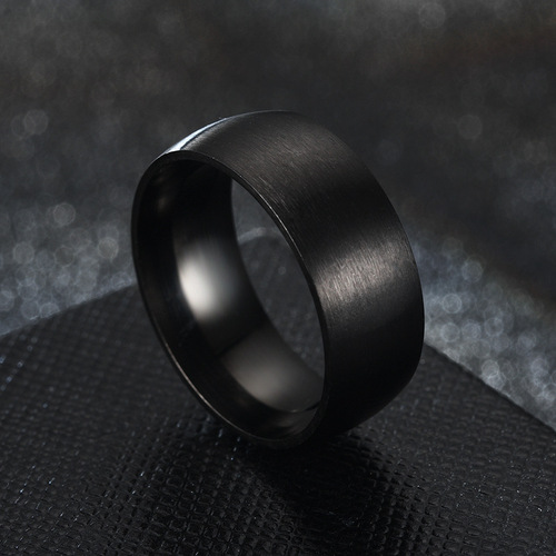 Daihao 8mm inner and outer ball matte black men's ring, trendy men's personalized black ring, glossy ring