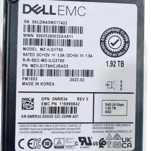 Подходит для DELL PM1653 1.92T 0NRR34 24G SAS MZ-ILG1T90 SSD твердотельный накопитель
