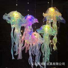 新商品の大サイズの手提げ発光クラゲ提灯の七色のひらひらと小夜灯の露店夜市のタコの水母灯の卸売り