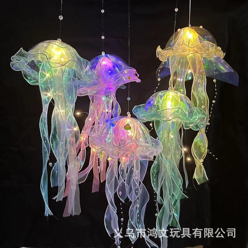 New large portable luminous jellyfish lantern colorful ribbon night light stall night market octopus jellyfish lamp wholesale New large portable luminous jellyfish lantern colorful ribbon night light stall night market octopus jellyfish lamp wholesale