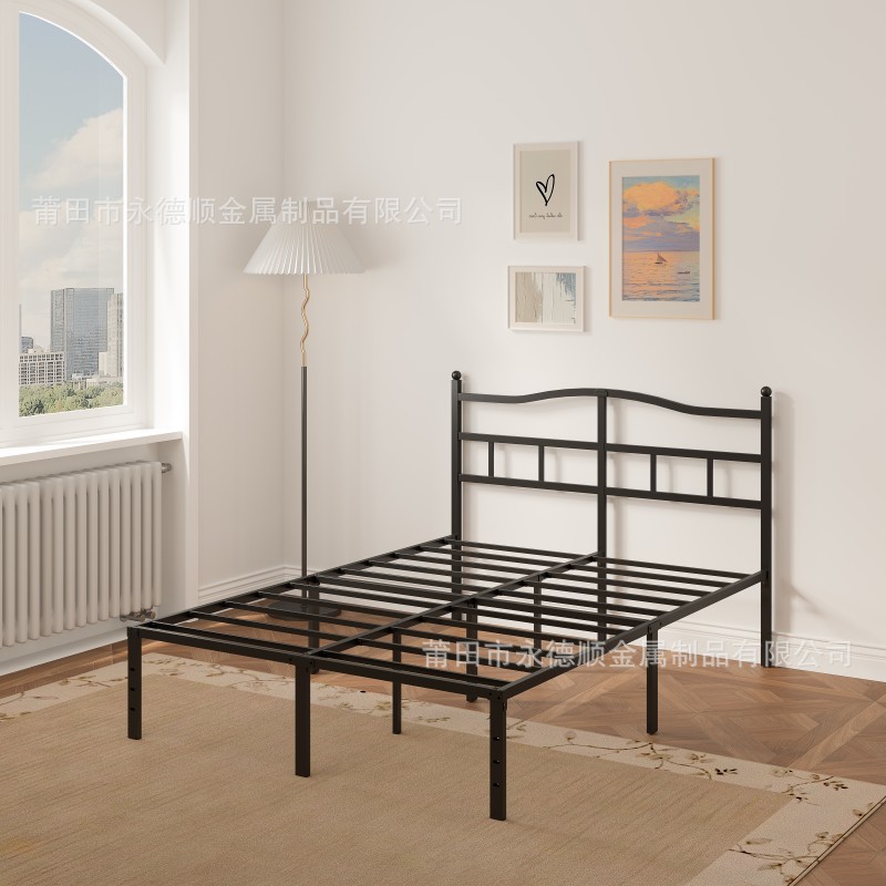 Cross-Border Bed with Headboard, Single Bed, Double Bed, Iron Bed Frame, Bedroom, School, Home Wrought Iron Bed
