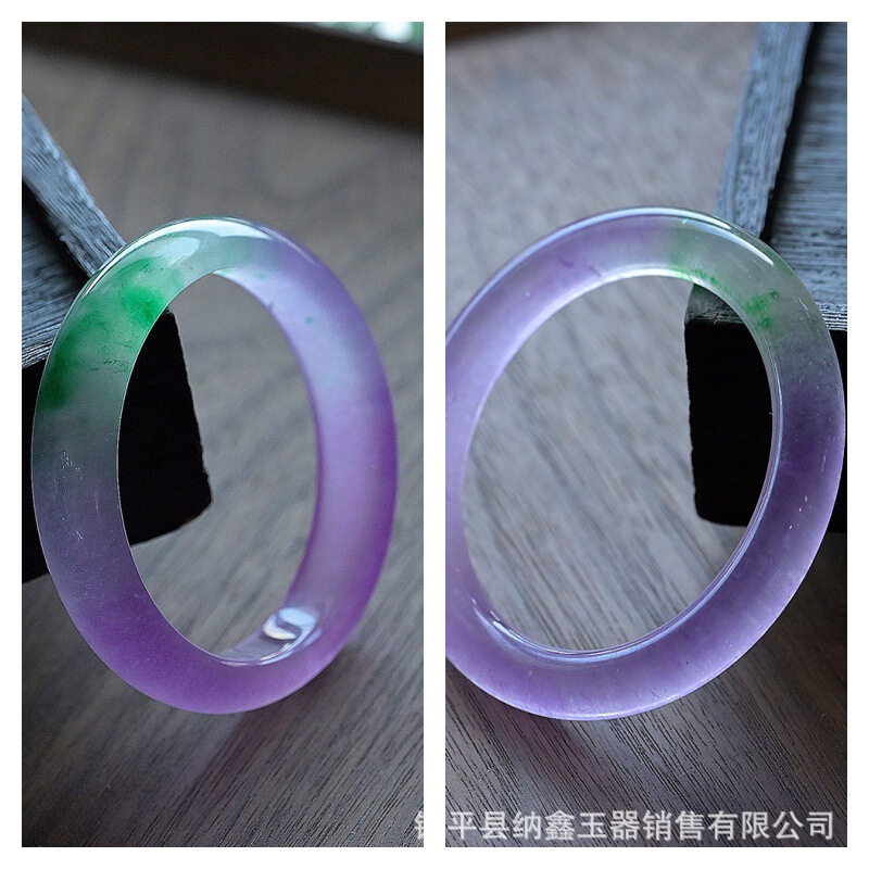 Manufacturer Wholesale Quartzite Jadeite Color Ice-Type Violet Green Floating Bracelet Three-Color Ice-Transparent Jade Bracelet Quartzite Jadeware