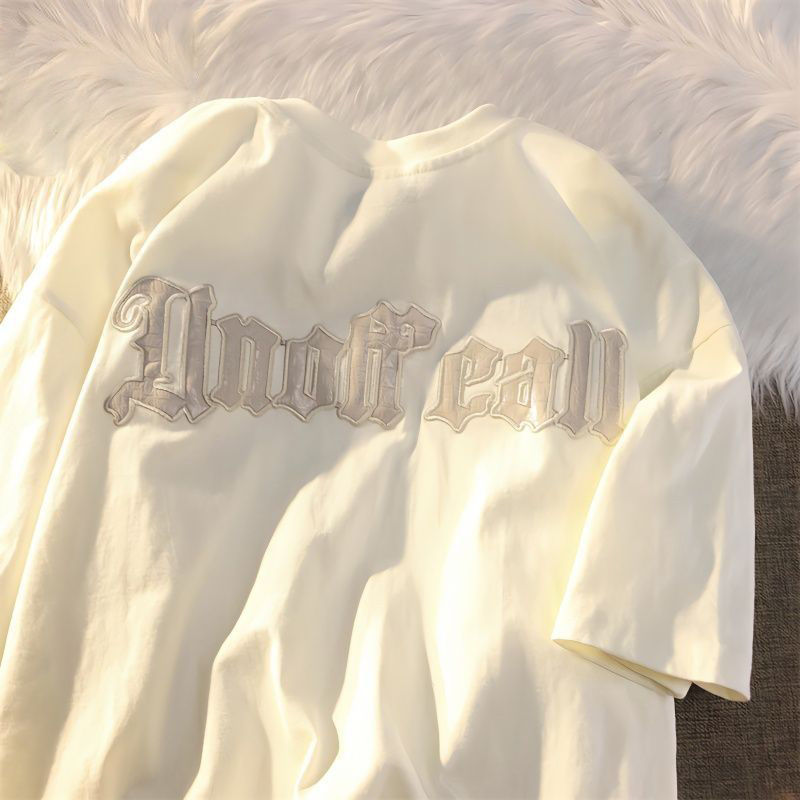 200克纯棉重磅美式字母印花T恤潮牌宽松男女休闲简约百搭情侣短袖