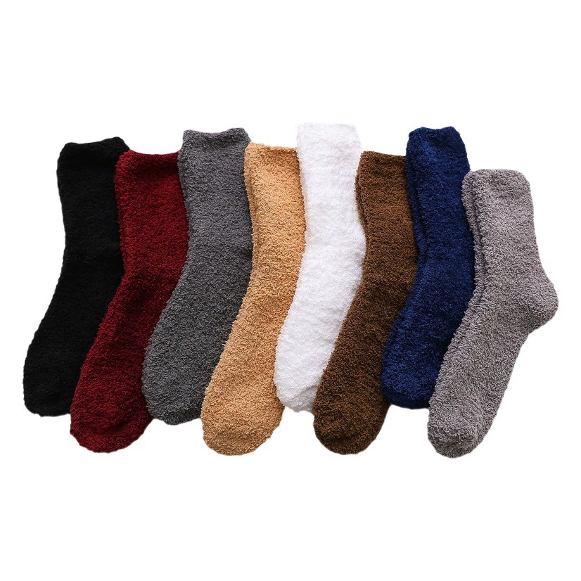 EBay коралловые бархатные носки мужские трансграничные однотонные ковры Amazon плюс бархатные носки зимние мягкие плюшевые носки половина бархата