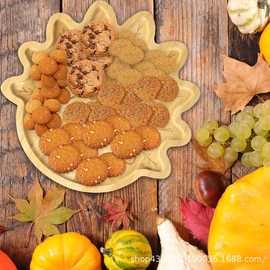 竹质感恩节火鸡托盘水果蔬菜甜品盘熟食盘干果盘儿童餐盘