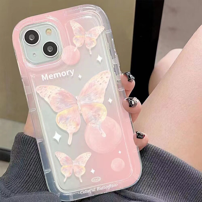 Shock Absorbing Airbag Color Rendering Butterfly Applicable iPhone15 Phone Case 14/12promax Transparent 11 Premium