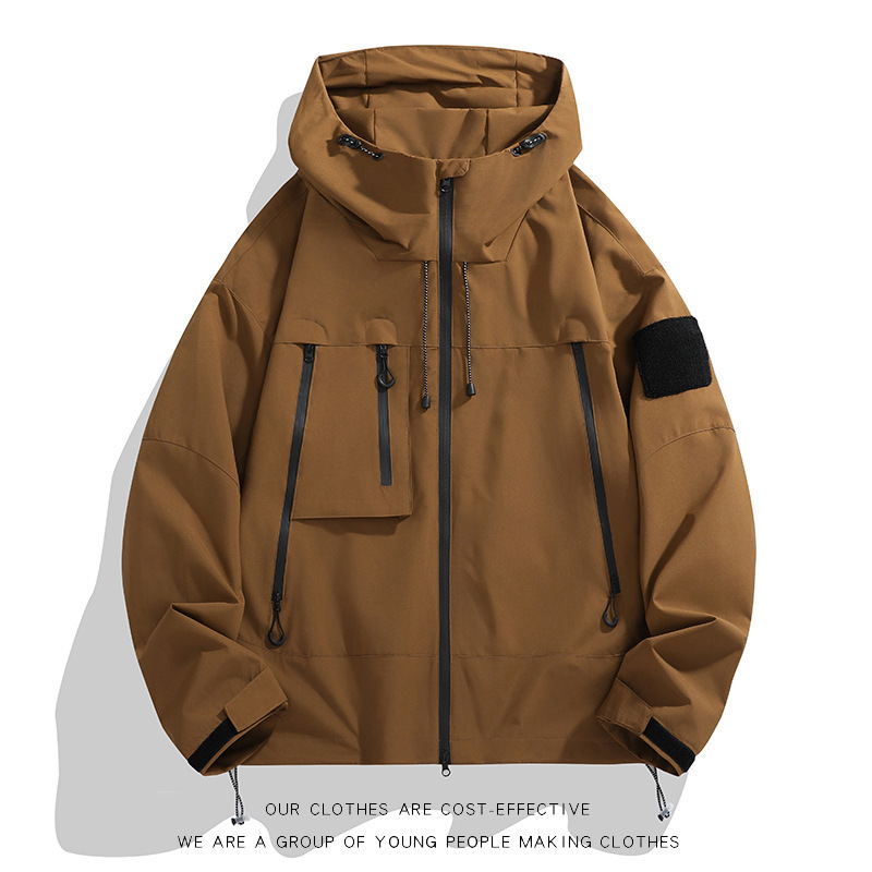 Outdoor Charge Clothes Men's Spring and Autumn New American Style Functional Trendy Brand Velcro Couple Loose Hooded Jacket Coat Trendy